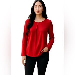 AGB RED LONG SLEEVE PULLOVER TOP, , size XL, Festive Holiday Christmas